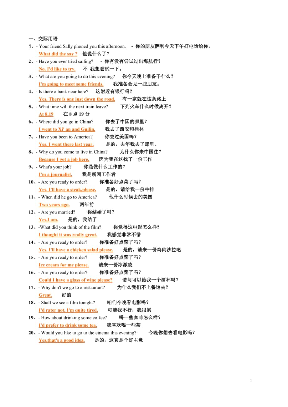 XXXX年 上海电视大学英语1(2) 英语试题复习题 亲自手录_第1页