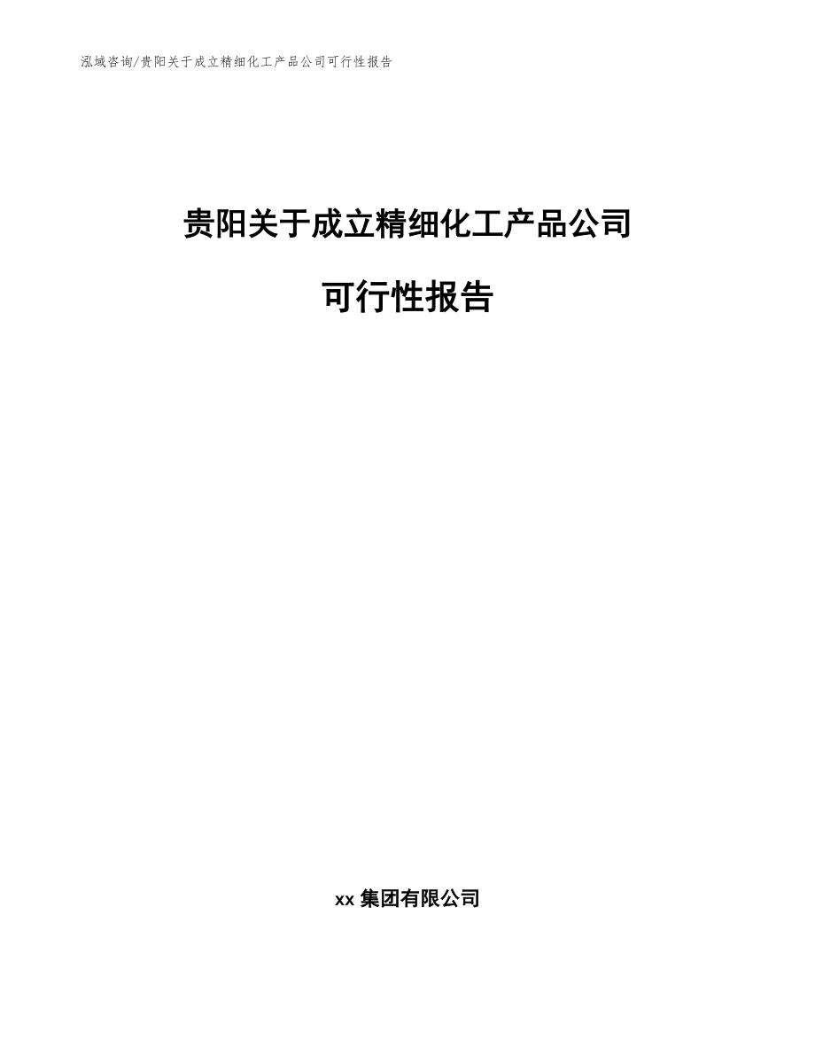 贵阳关于成立精细化工产品公司可行性报告（模板参考）_第1页