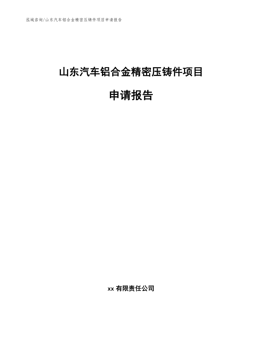 山东汽车铝合金精密压铸件项目申请报告（范文参考）_第1页