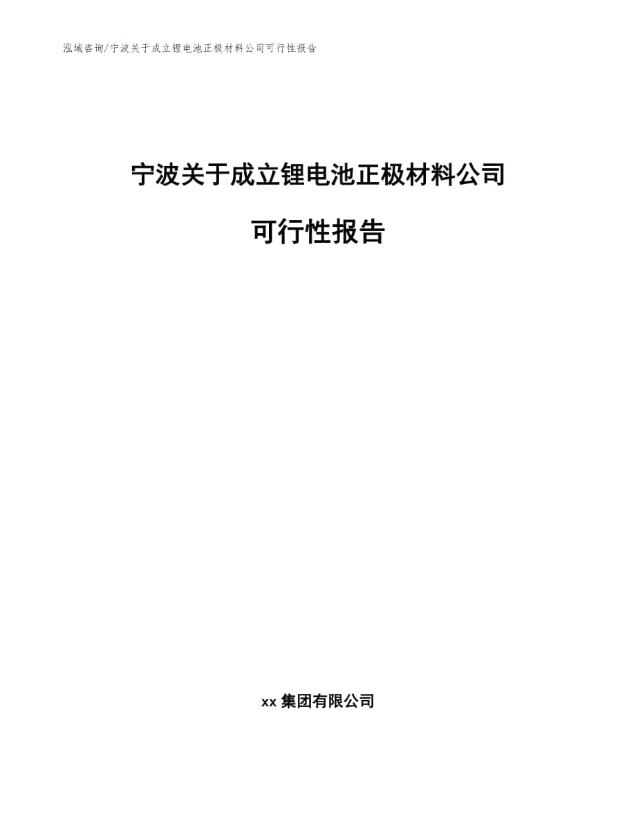宁波关于成立锂电池正极材料公司可行性报告（范文模板）_第1页
