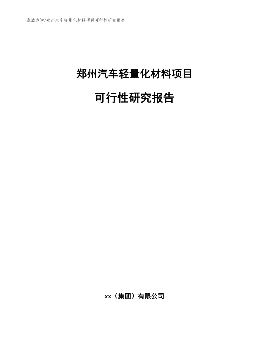 郑州汽车轻量化材料项目可行性研究报告（模板参考）_第1页