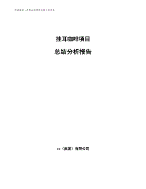 挂耳咖啡项目总结分析报告（模板范文）