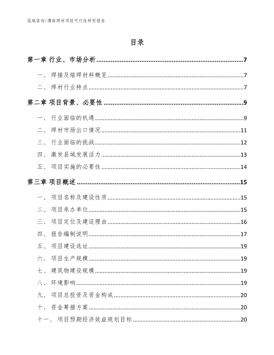 渭南焊材项目可行性研究报告参考范文_第1页