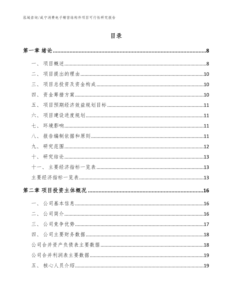 咸宁消费电子精密结构件项目可行性研究报告_参考模板_第1页