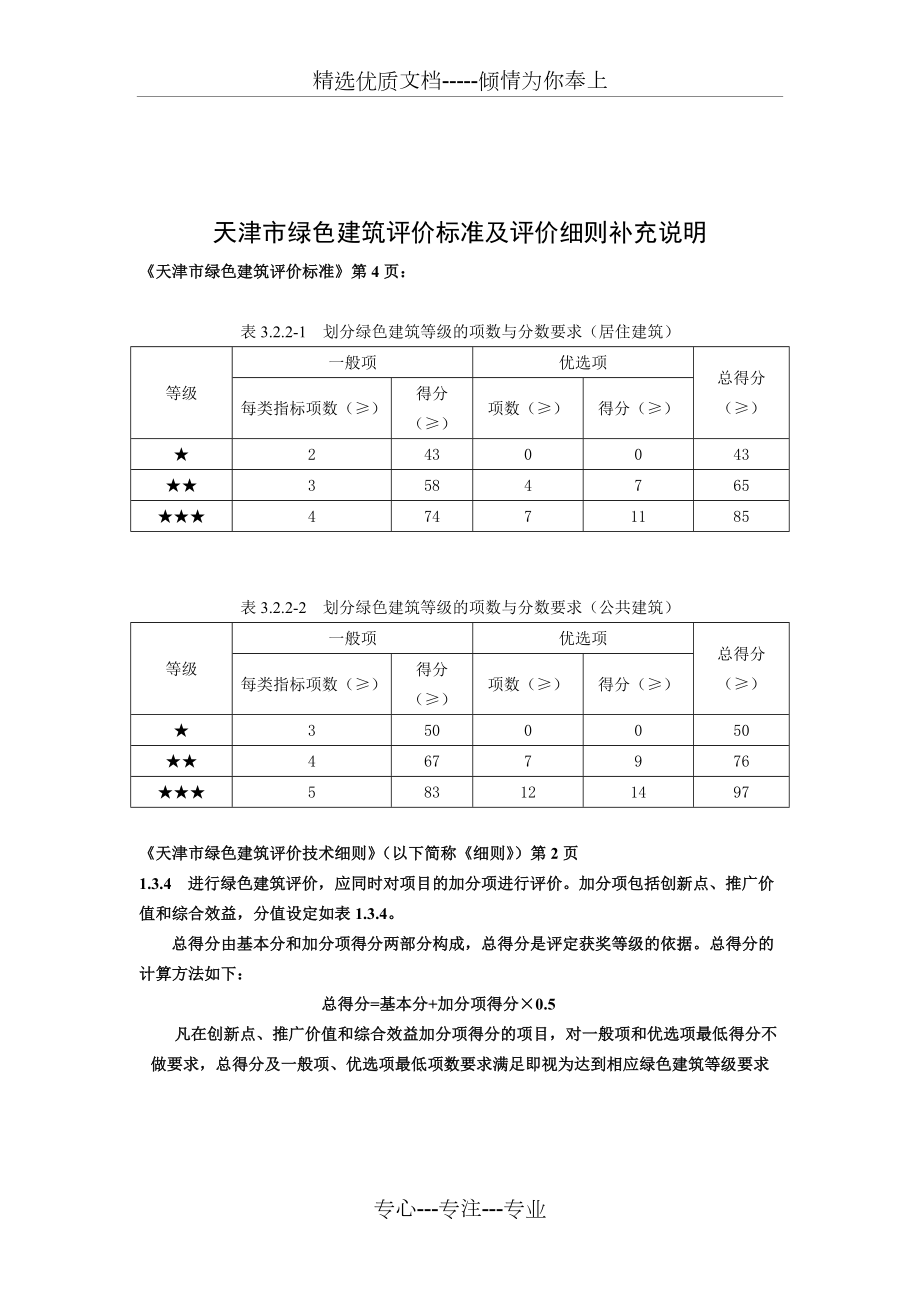 天津绿色建筑评价标准及评价细补充说明_第1页