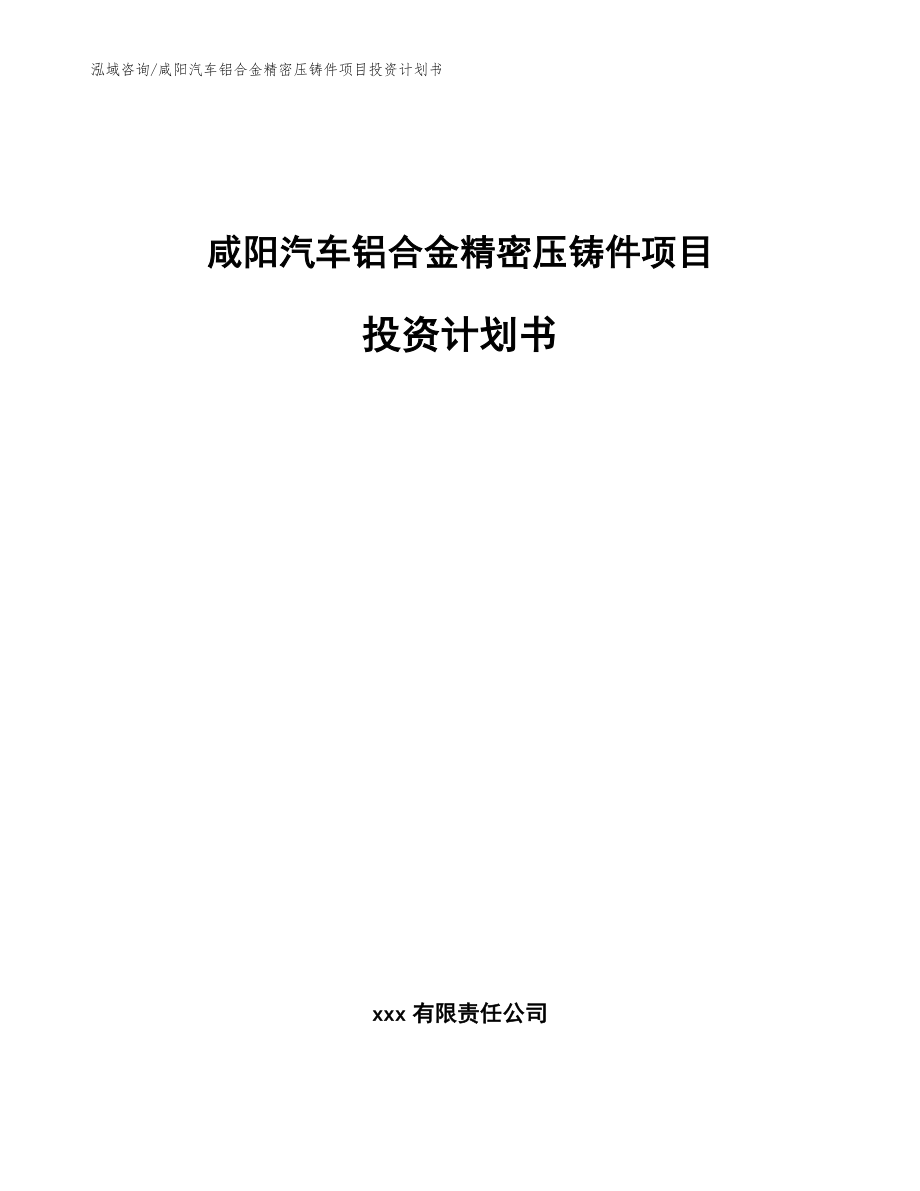 咸阳汽车铝合金精密压铸件项目投资计划书范文模板_第1页