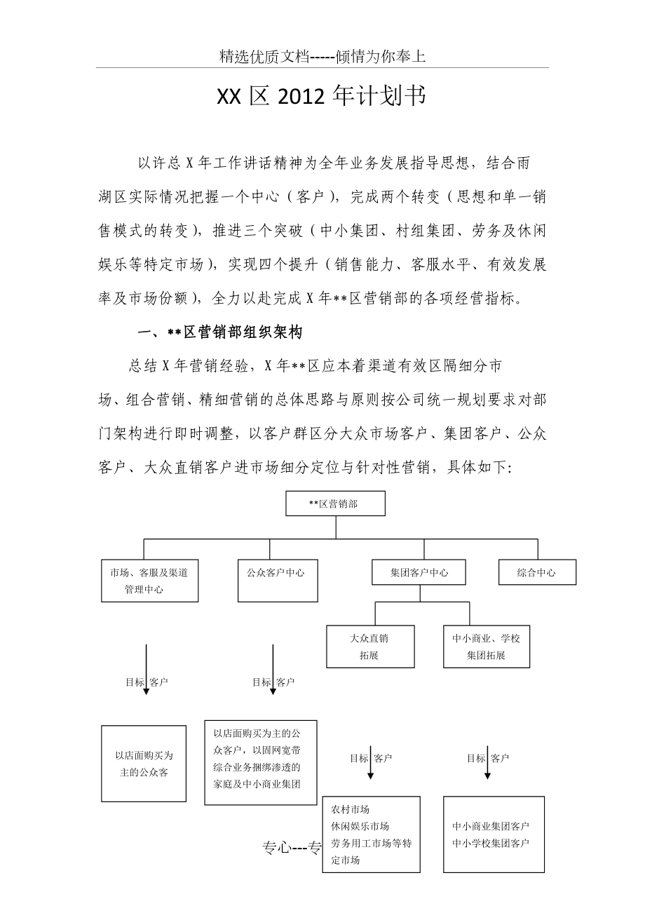 2012年度经营计划策划书_第1页