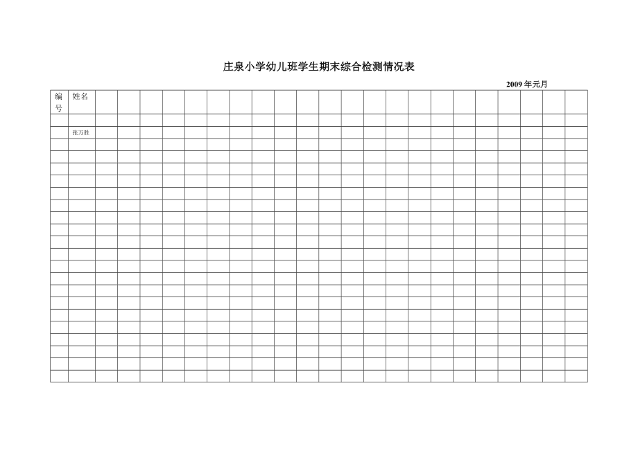 庄泉小学幼儿班学生期末综合检测情况表_第1页