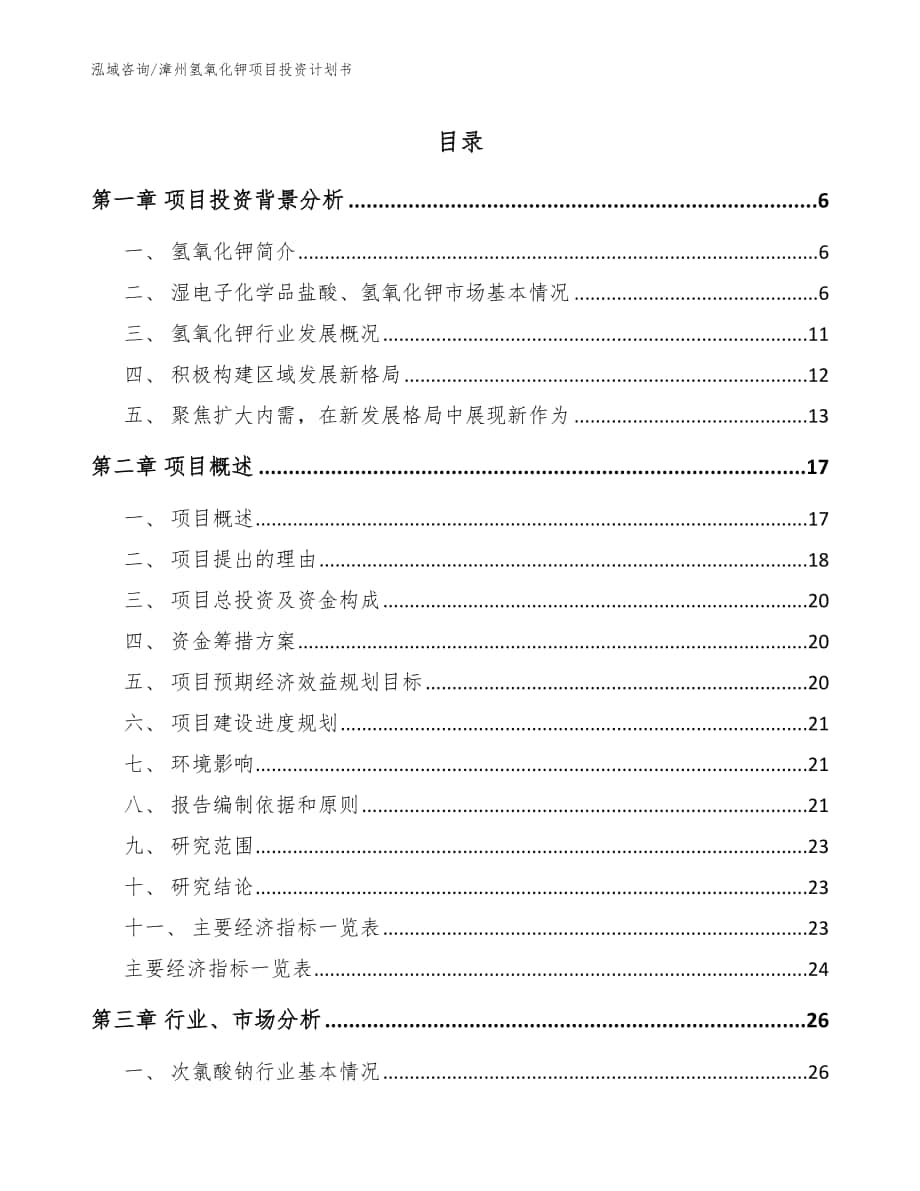 漳州氢氧化钾项目投资计划书_参考模板_第1页