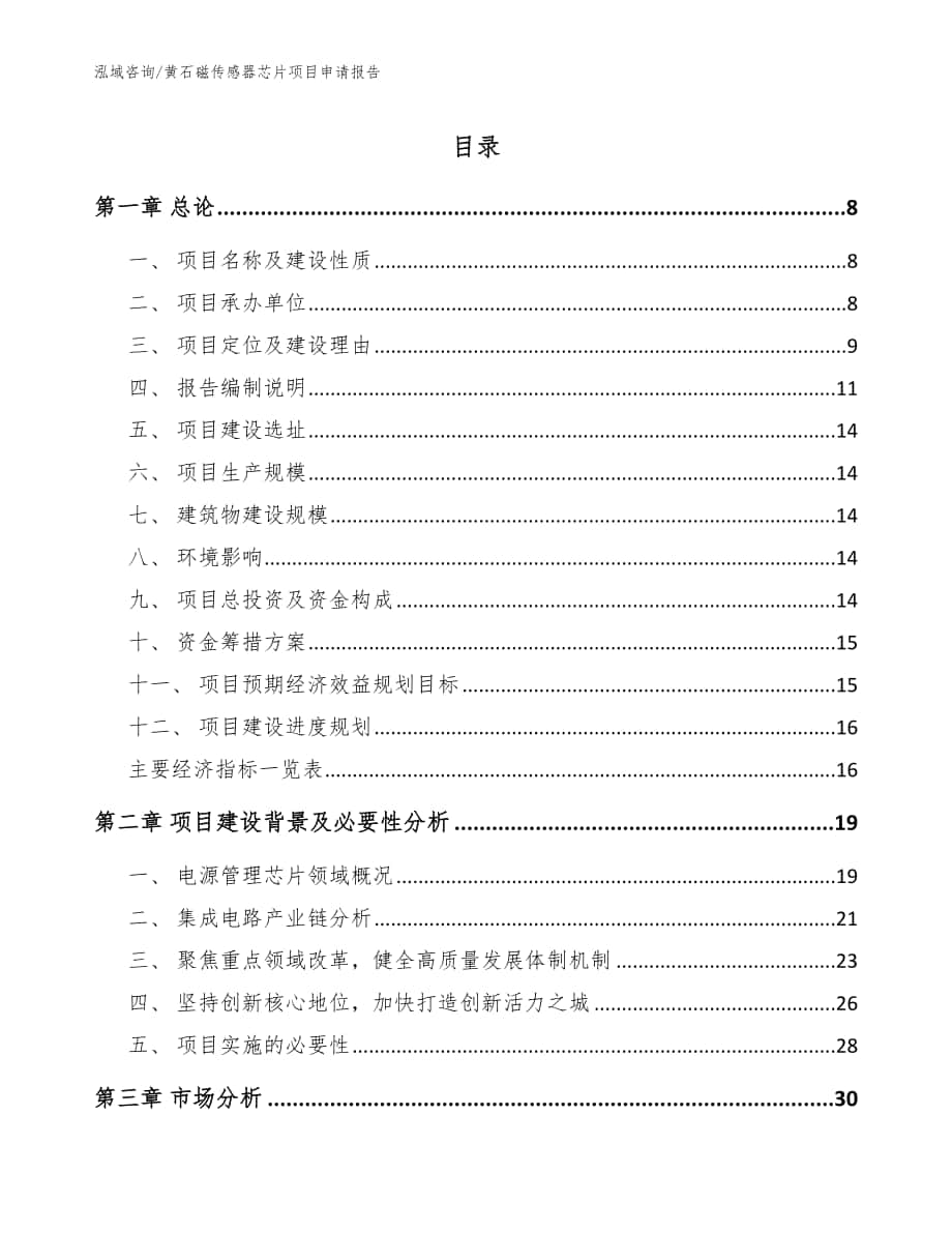 黄石磁传感器芯片项目申请报告模板范文_第1页