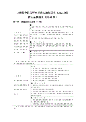 【等級醫(yī)院評審】項(xiàng)核心條款