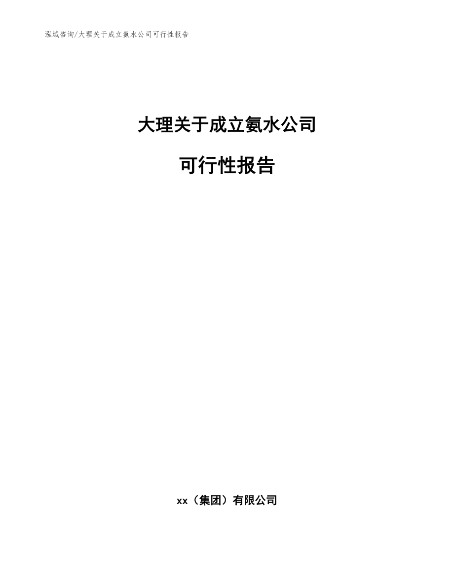 大理关于成立氨水公司可行性报告（范文参考）_第1页