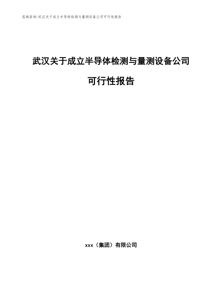 武汉关于成立半导体检测与量测设备公司可行性报告（模板）_第1页