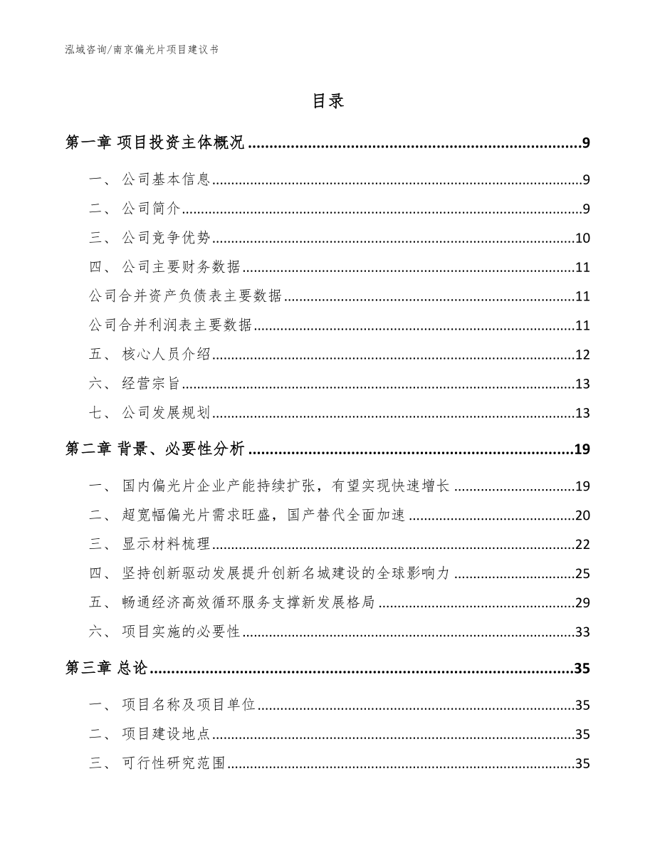 南京偏光片项目建议书（范文）_第1页