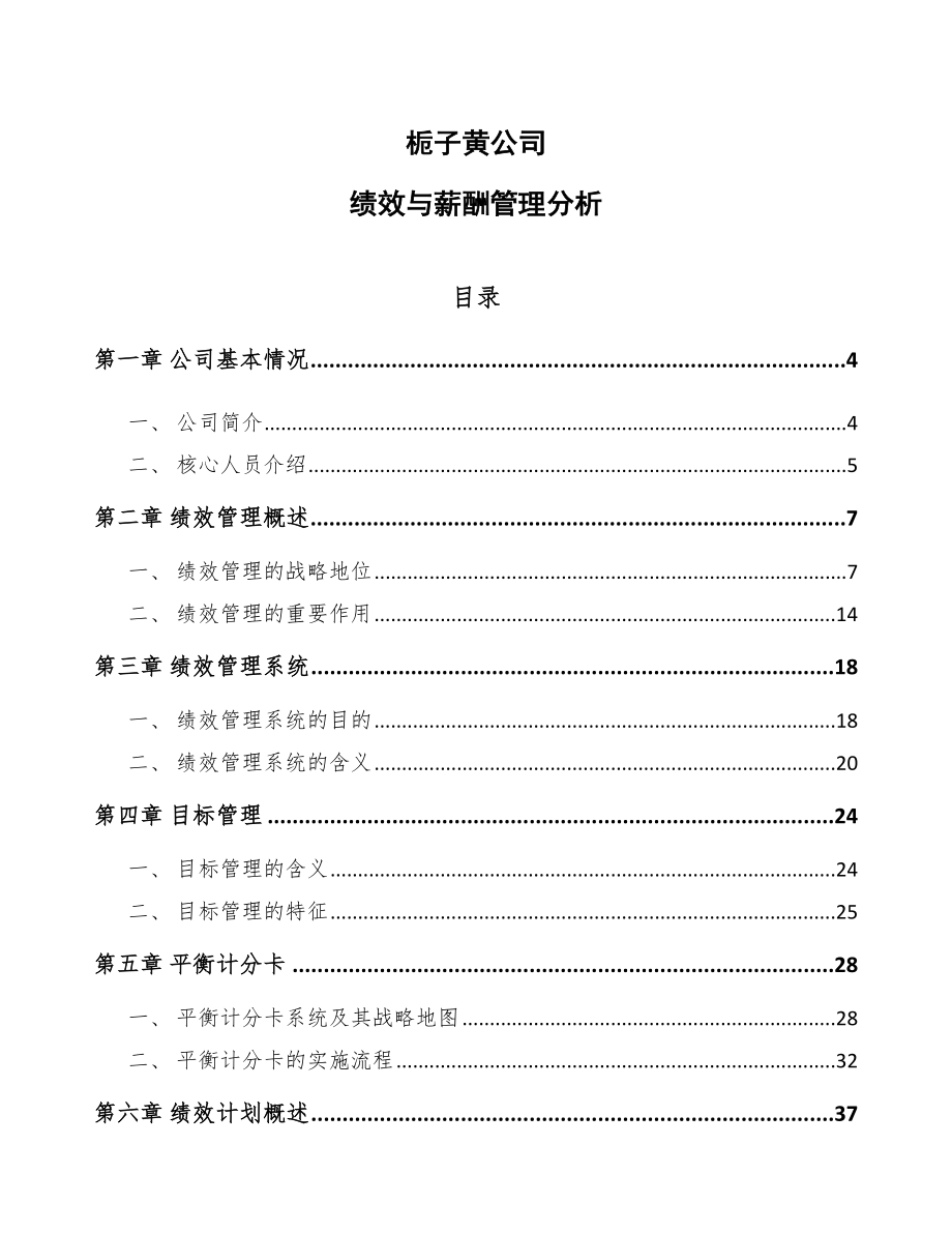 栀子黄公司绩效与薪酬管理分析范文_第1页