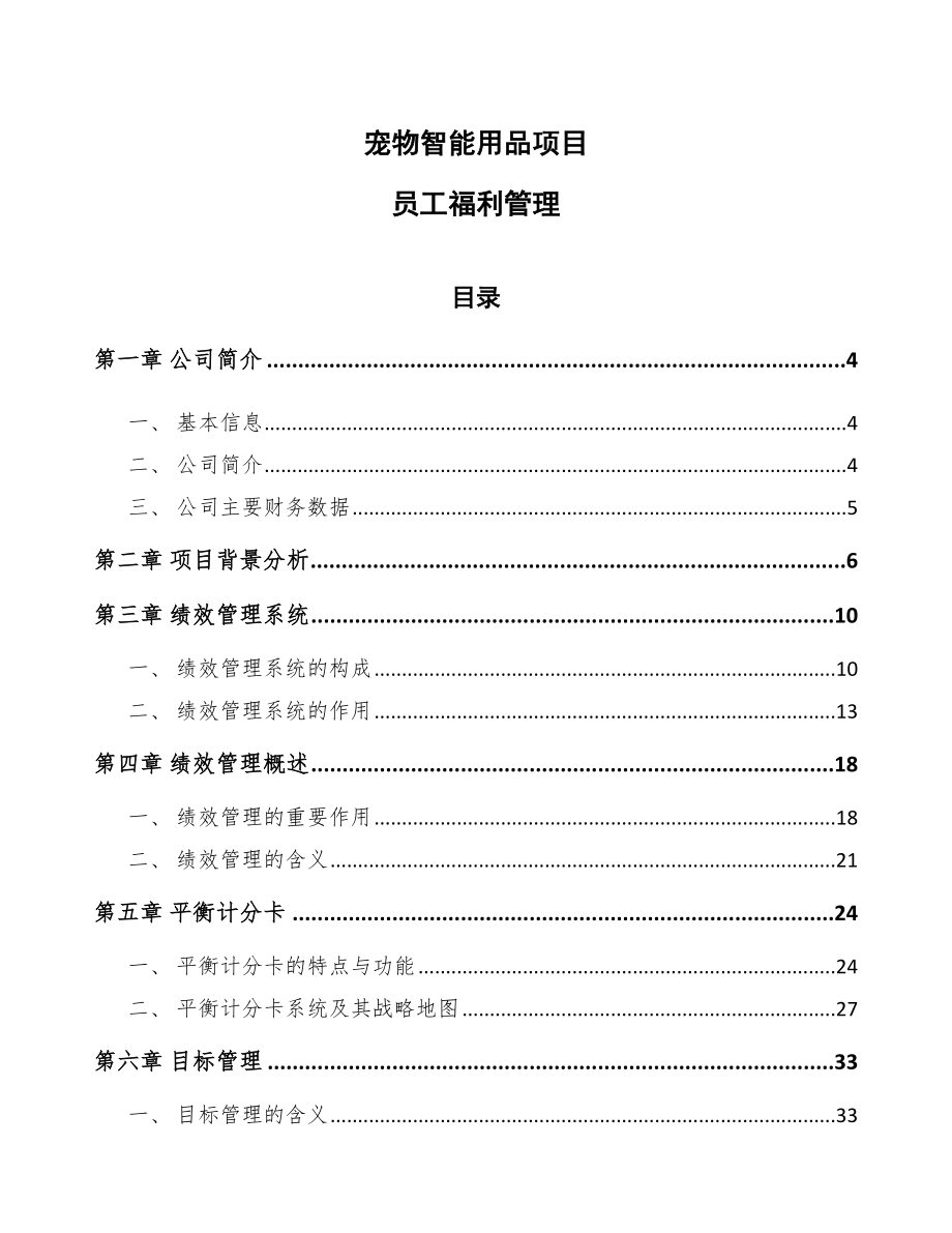 宠物智能用品项目员工福利管理（模板）_第1页