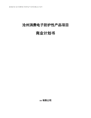 沧州消费电子防护性产品项目商业计划书【模板范文】