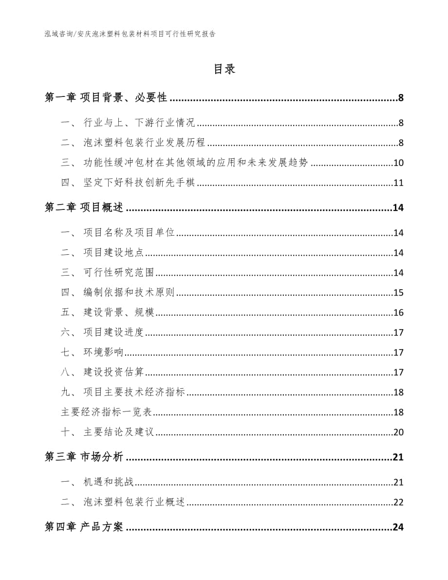安庆泡沫塑料包装材料项目可行性研究报告参考范文_第1页