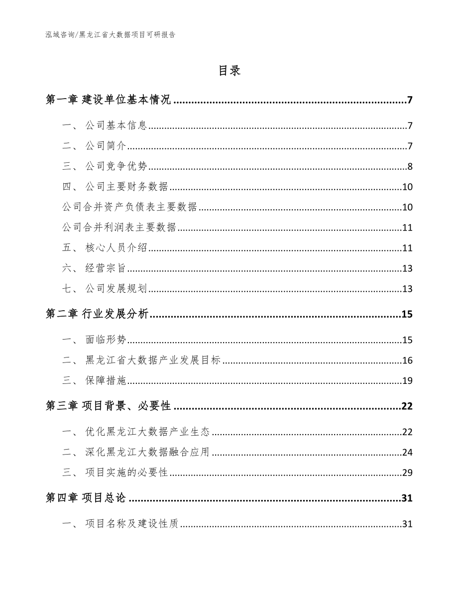 黑龙江省大数据项目可研报告【范文】_第1页