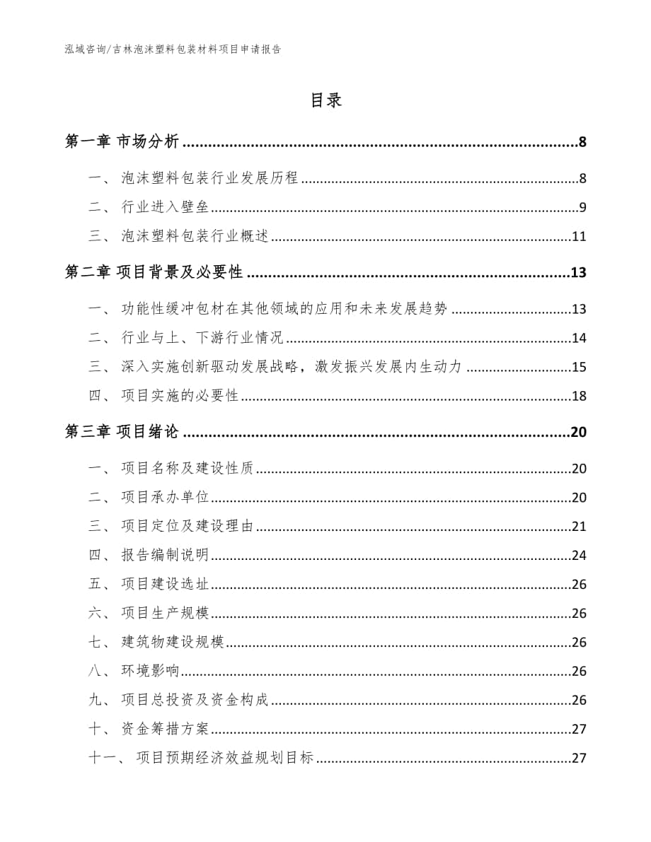 吉林泡沫塑料包装材料项目申请报告模板参考_第1页