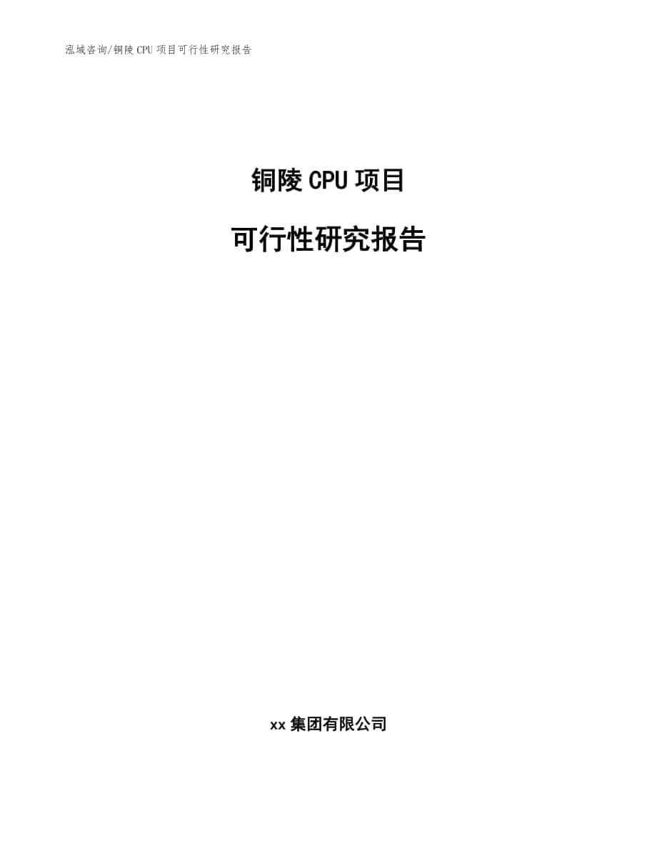 铜陵CPU项目可行性研究报告范文_第1页