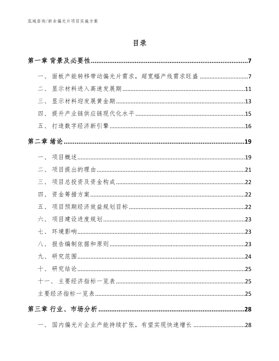 新余偏光片项目实施方案模板_第1页