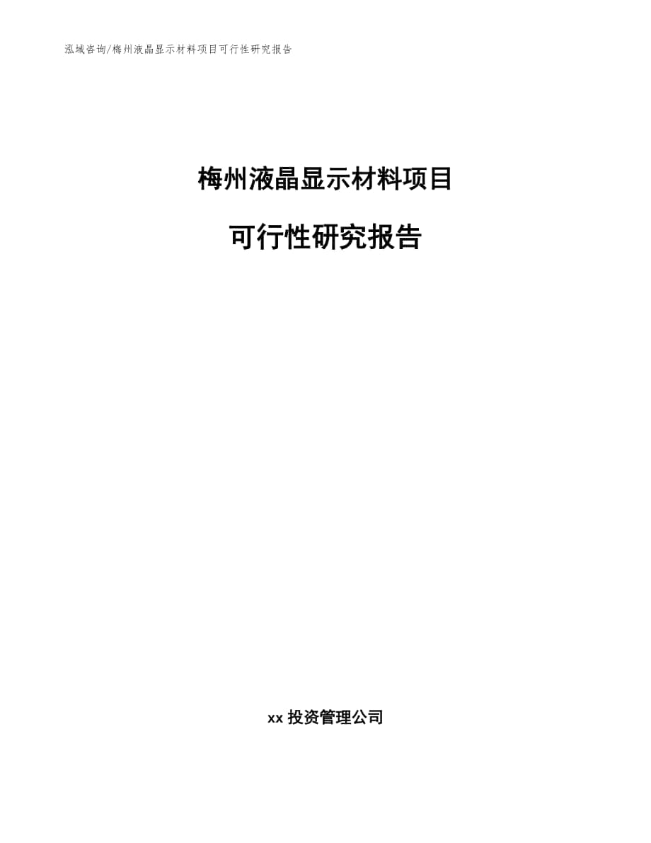 梅州液晶显示材料项目可行性研究报告（范文参考）_第1页