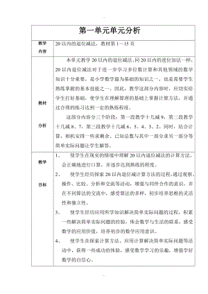 【蘇教版】一年級(jí)下冊(cè)數(shù)學(xué)：配套教案設(shè)計(jì) 第一單元教材分析