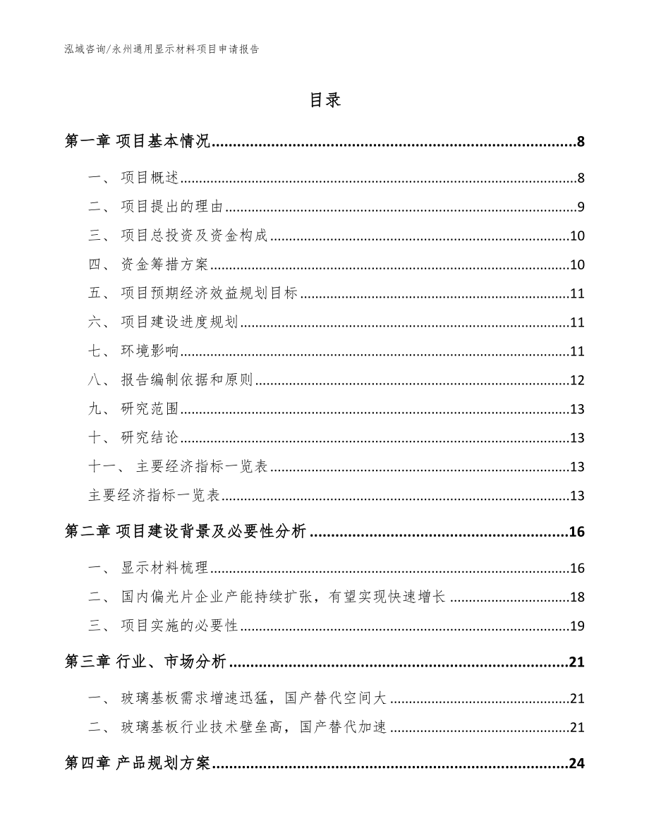 永州通用显示材料项目申请报告（参考模板）_第1页
