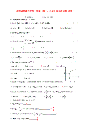 湖南省桃江四中高一數(shù)學(xué)《第一、二章》綜合測試題必修1