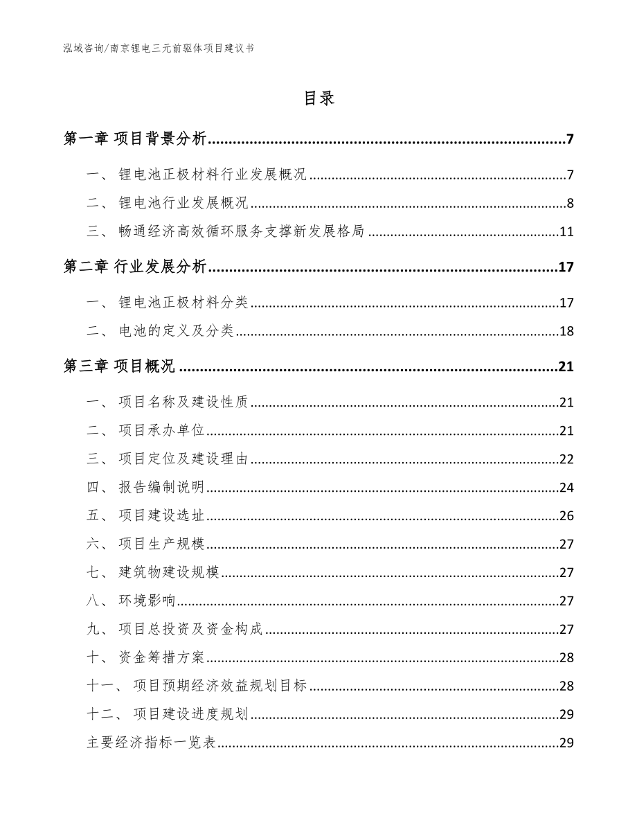 南京锂电三元前驱体项目建议书_模板_第1页