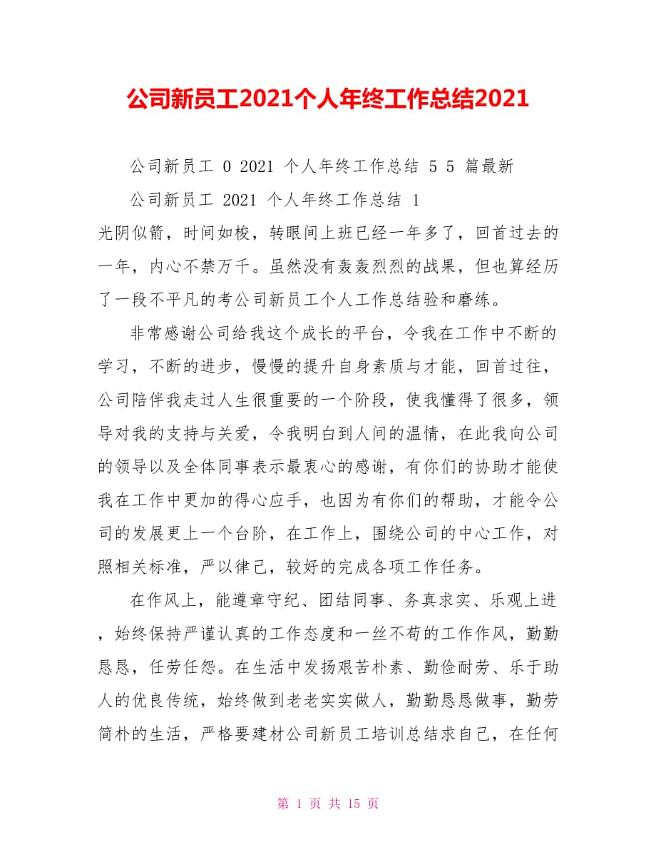 公司新员工2022个人年终工作总结2022_第1页