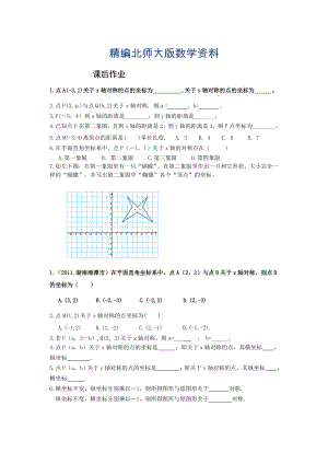 精编北师大版数学八年级上优课精选练习3.3轴对称与坐标变化