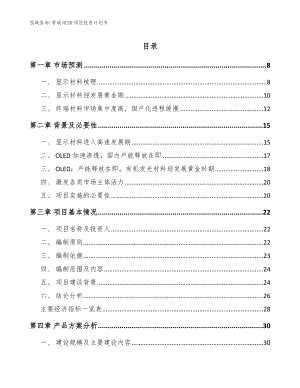 晋城OLED项目投资计划书（参考模板）