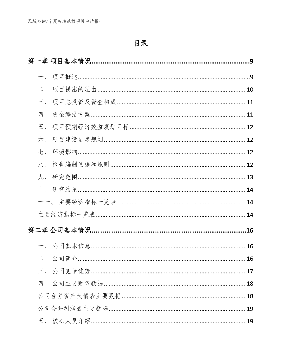 宁夏玻璃基板项目申请报告模板范文_第1页