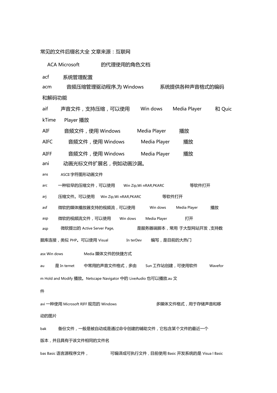 常见的文件后缀名大全方便查询_第1页