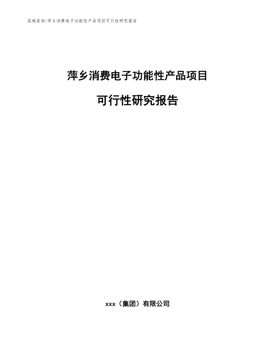萍乡消费电子功能性产品项目可行性研究报告_参考范文_第1页