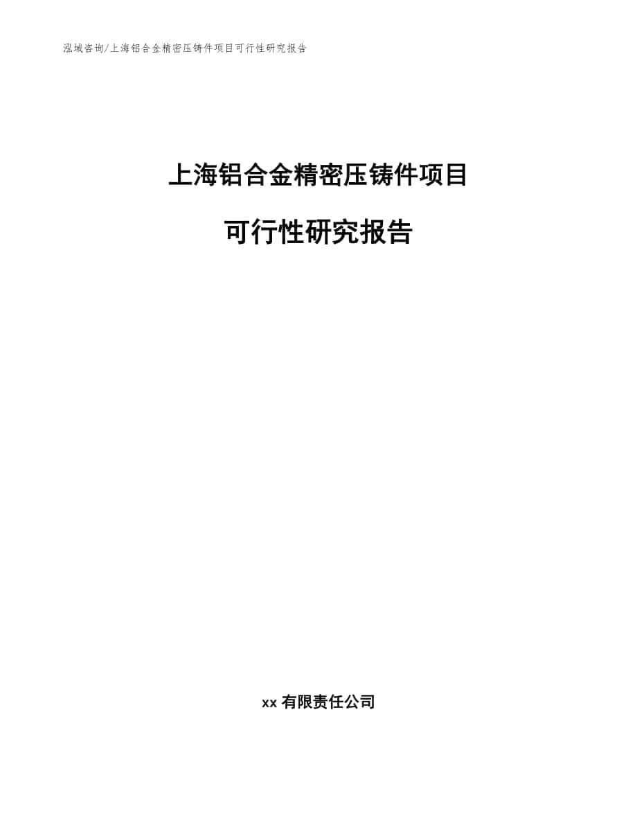 上海铝合金精密压铸件项目可行性研究报告范文模板_第1页