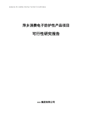 萍乡消费电子防护性产品项目可行性研究报告【模板参考】