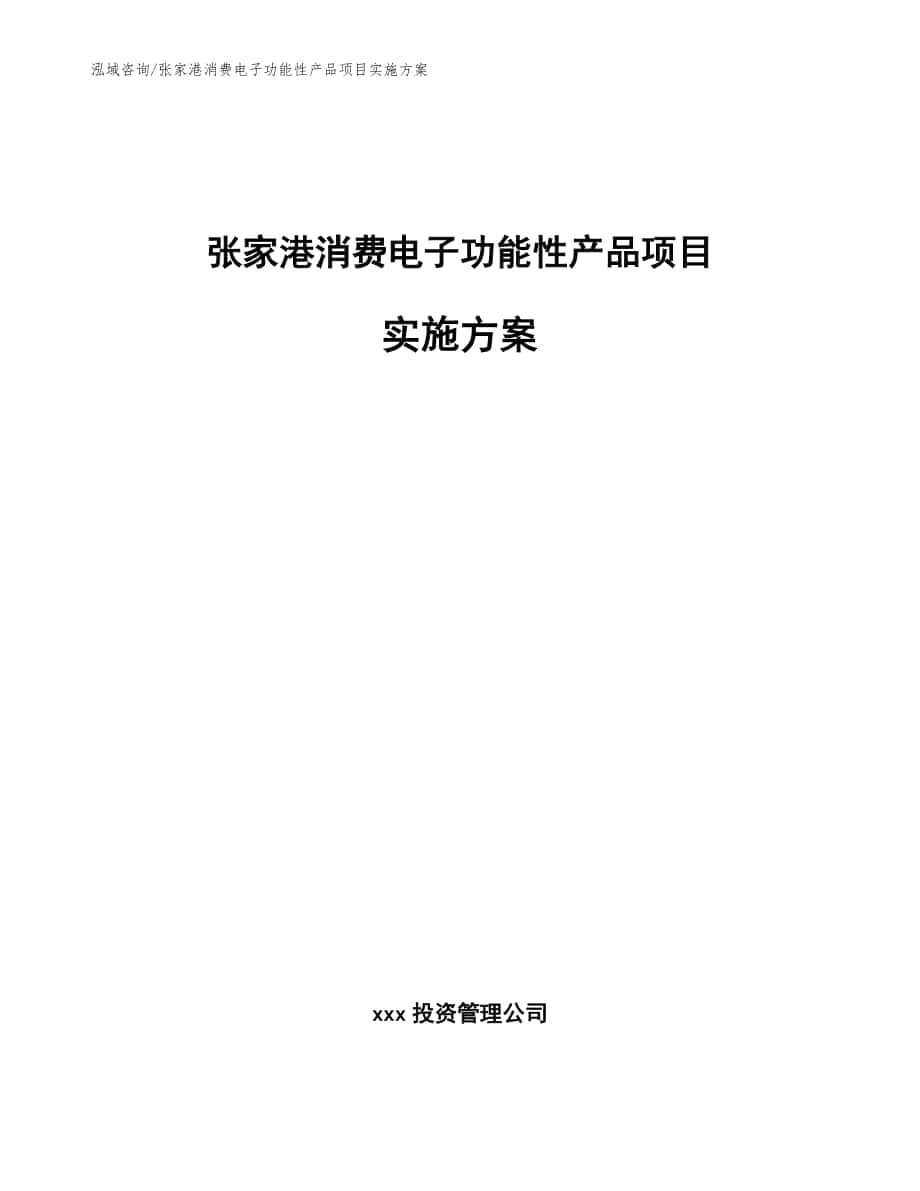 张家港消费电子功能性产品项目实施方案【范文模板】_第1页