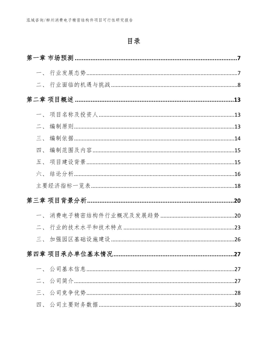 柳州消费电子精密结构件项目可行性研究报告范文参考_第1页