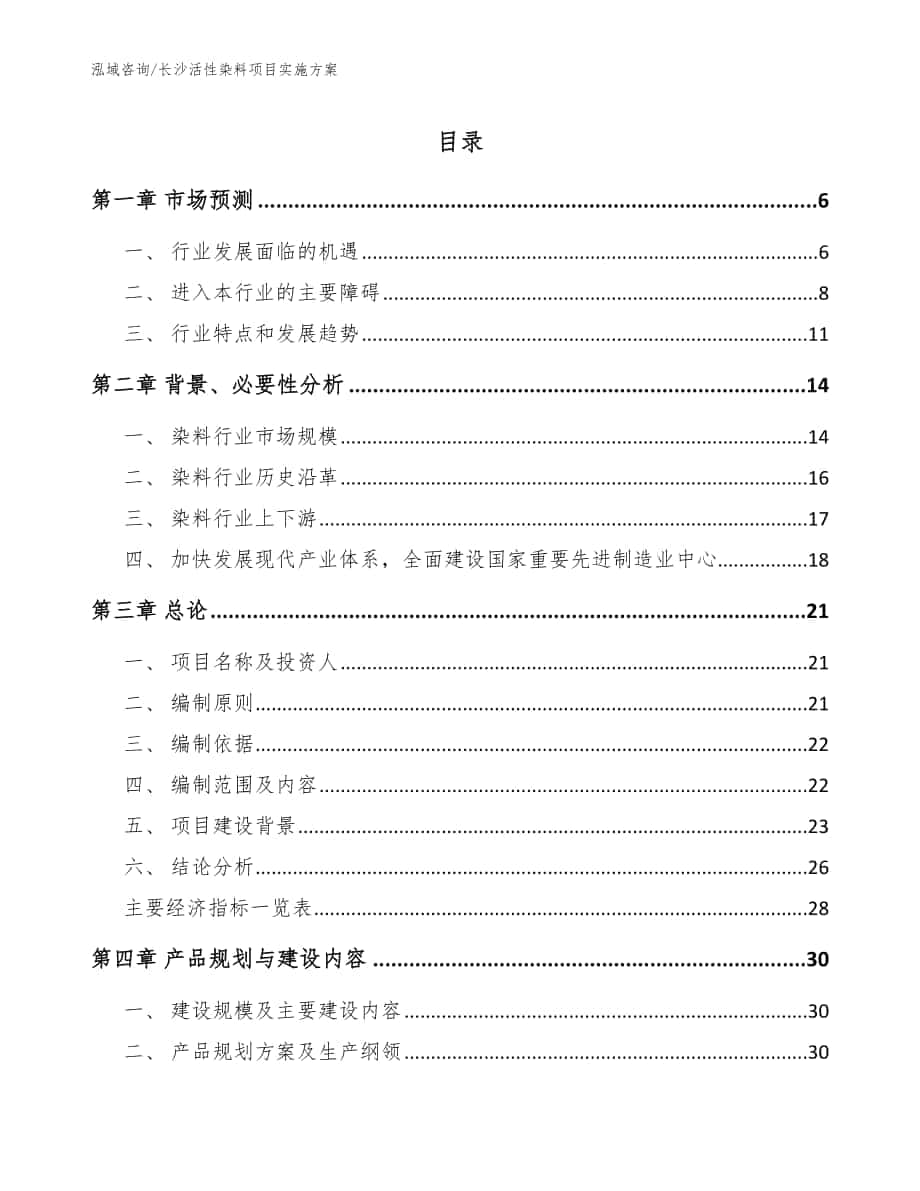 长沙活性染料项目实施方案_模板范文_第1页