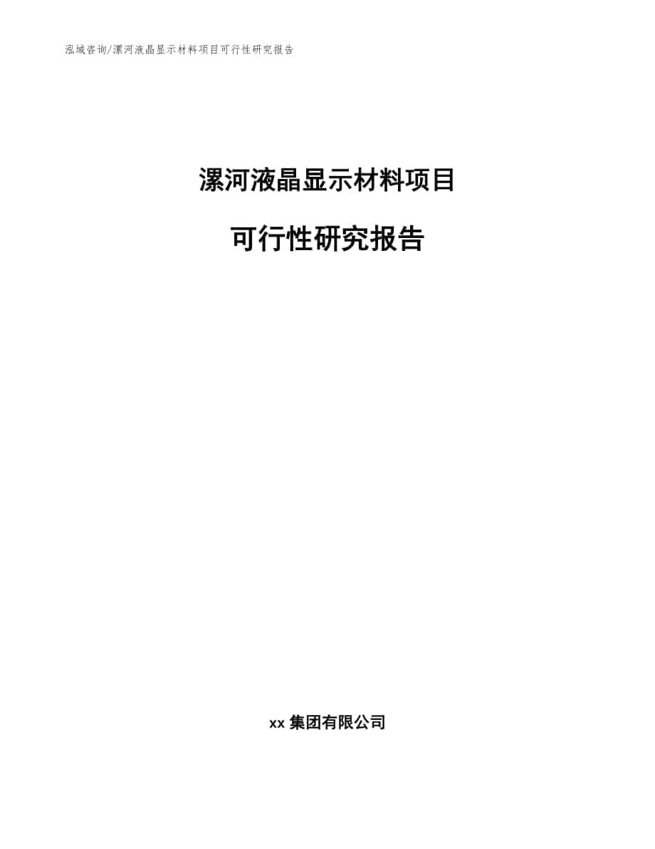 漯河液晶显示材料项目可行性研究报告参考范文_第1页