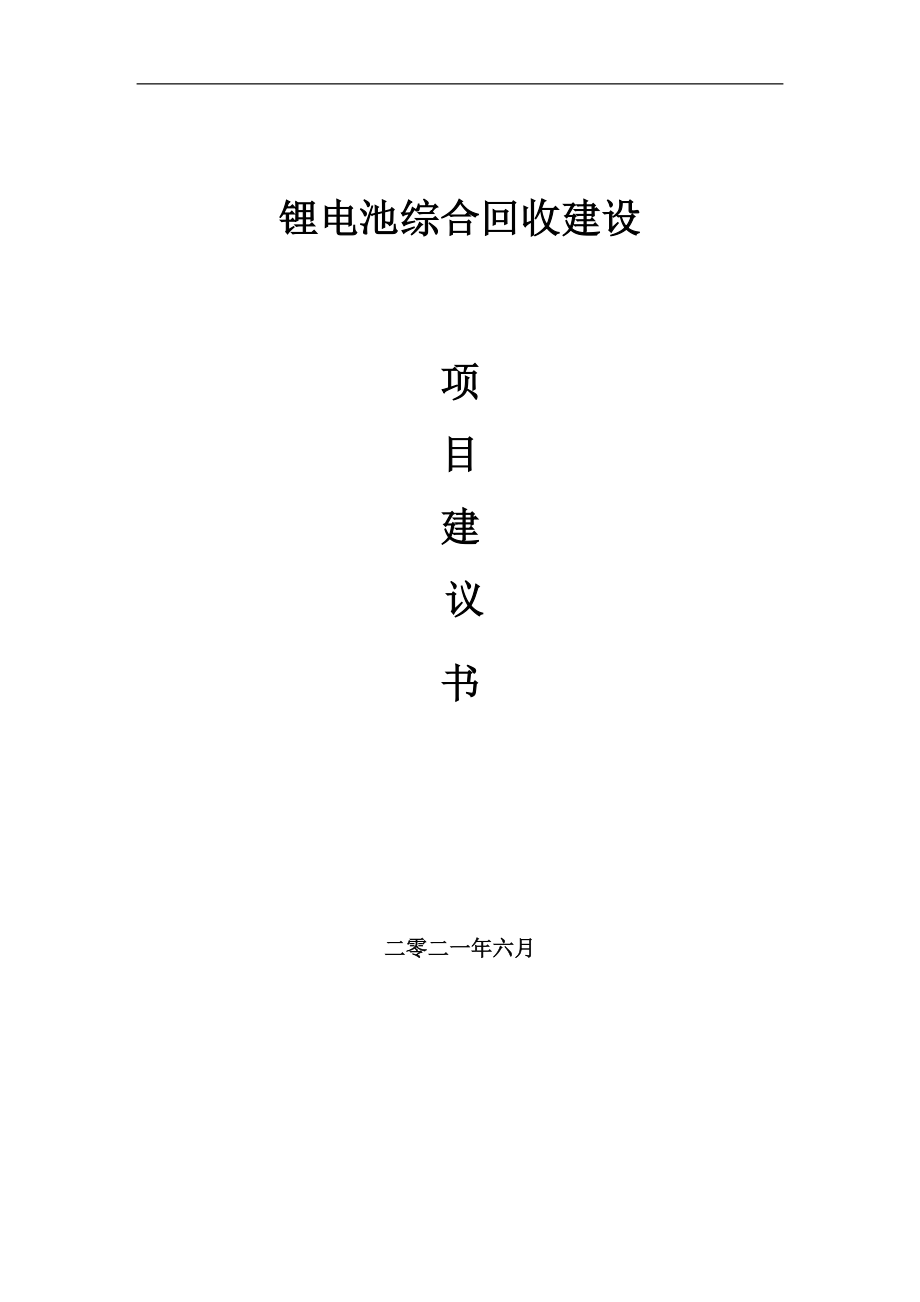 锂电池综合回收项目建议书写作参考范本_第1页