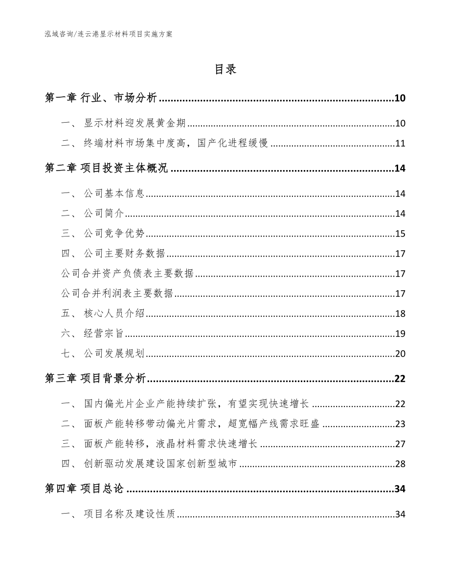 连云港显示材料项目实施方案_模板范文_第1页