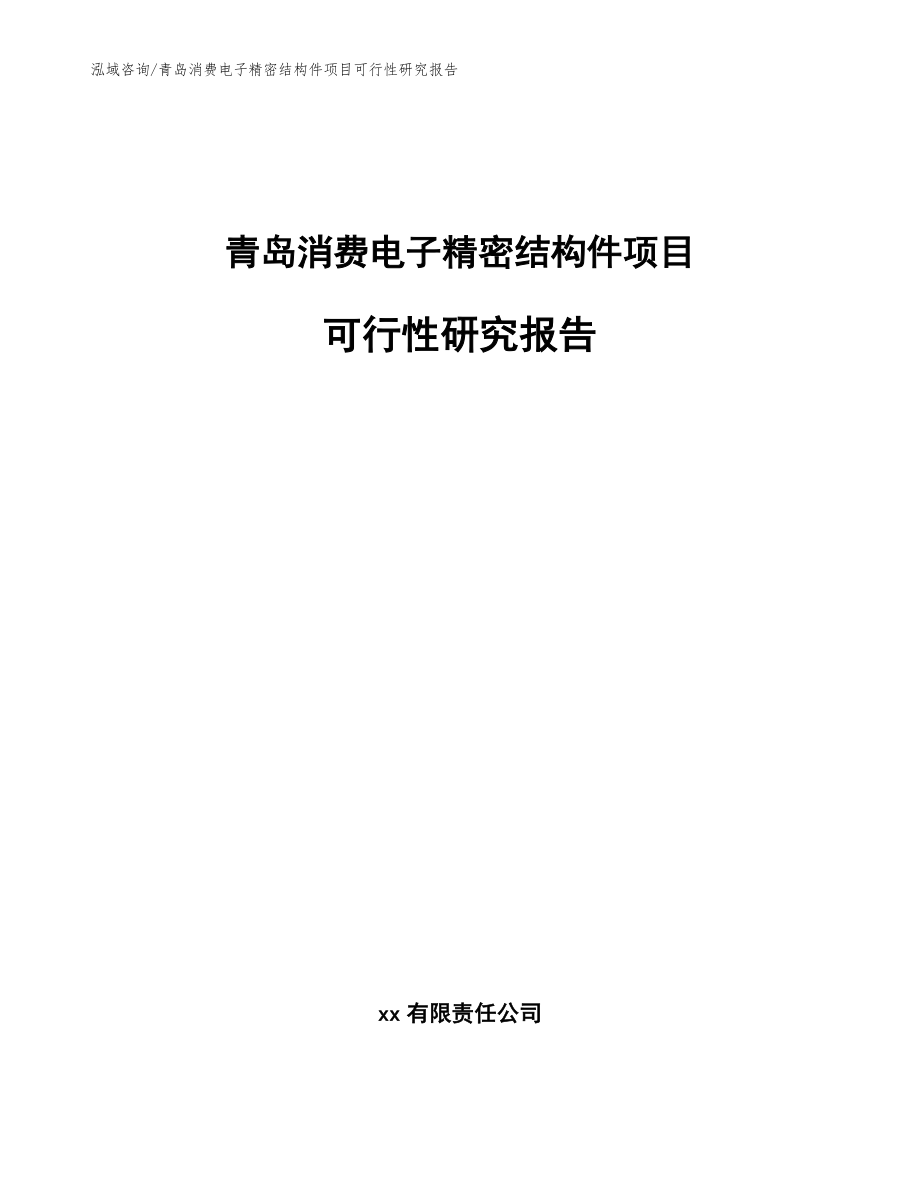 青岛消费电子精密结构件项目可行性研究报告【范文参考】_第1页