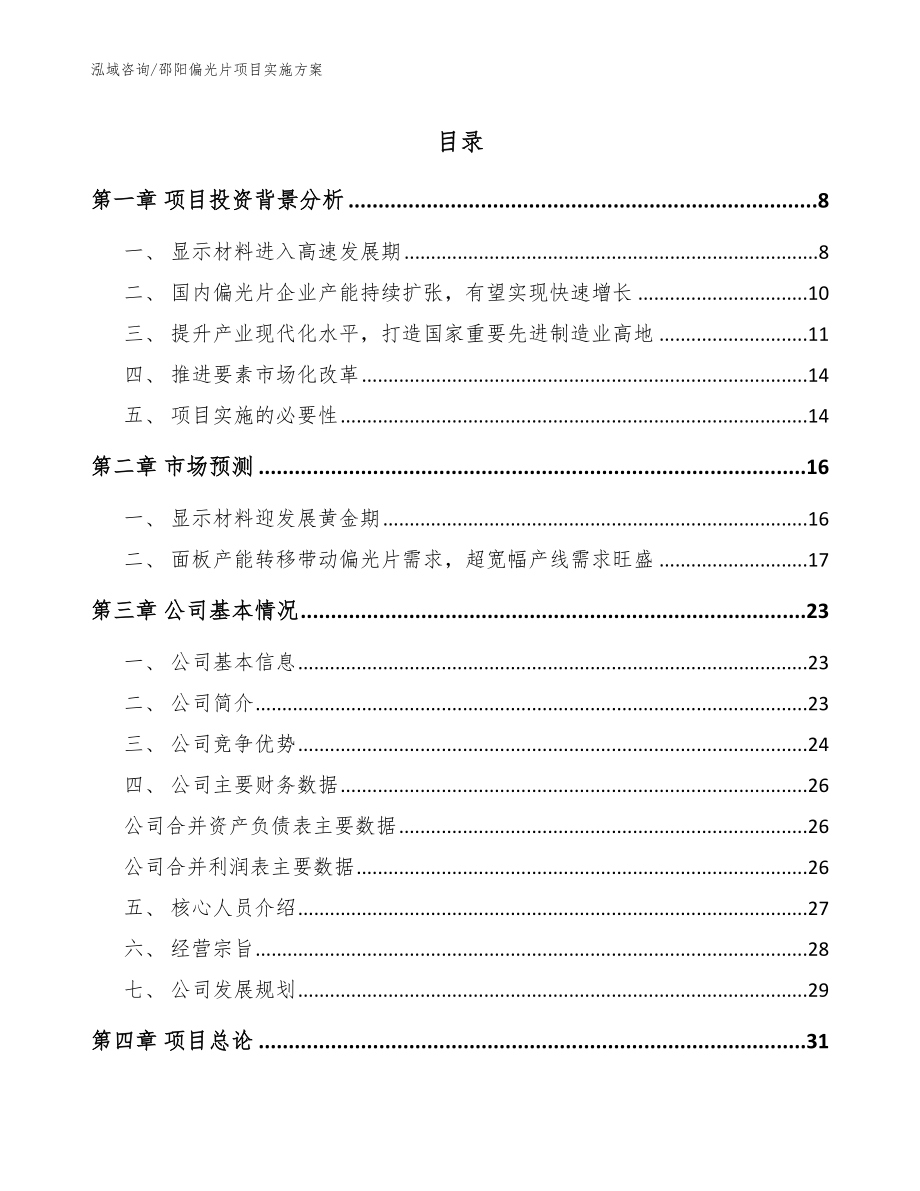 邵阳偏光片项目实施方案模板范文_第1页