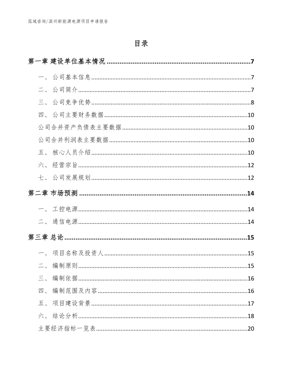 滨州新能源电源项目申请报告范文_第1页