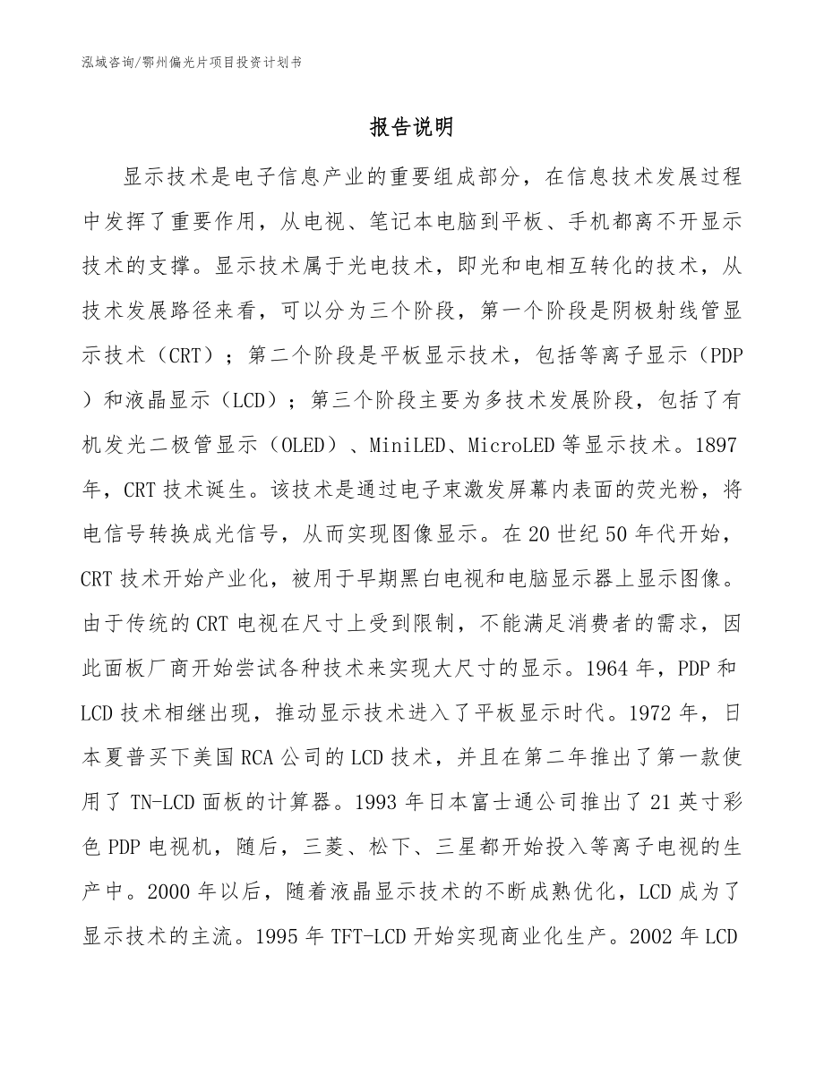 鄂州偏光片项目投资计划书范文_第1页