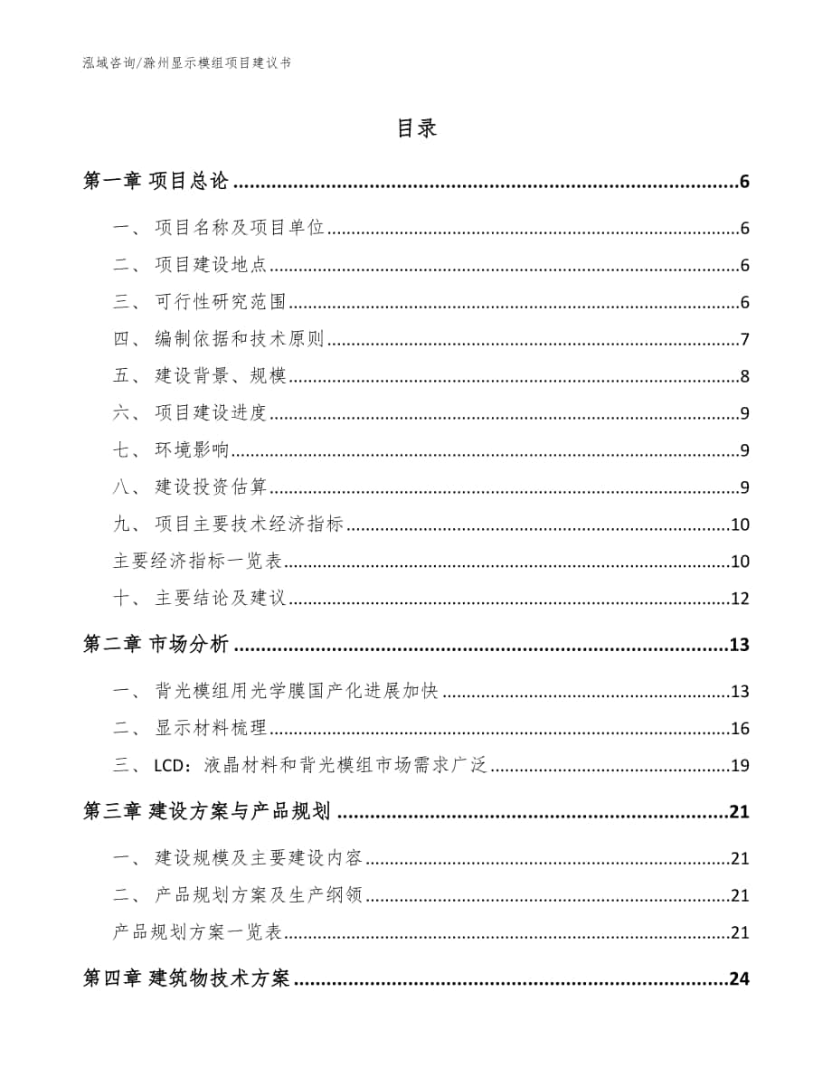滁州显示模组项目建议书参考模板_第1页
